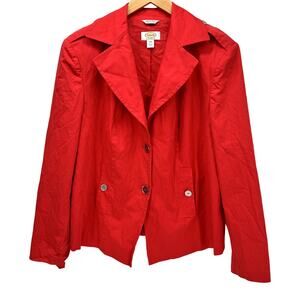 Talbots Jacket Womens 14W Pink Stretch 2‎ Button + Pockets Made in Italy Vintage